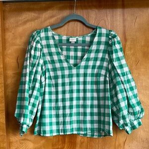Green Checkered Women's Top
